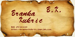 Branka Kukrić vizit kartica